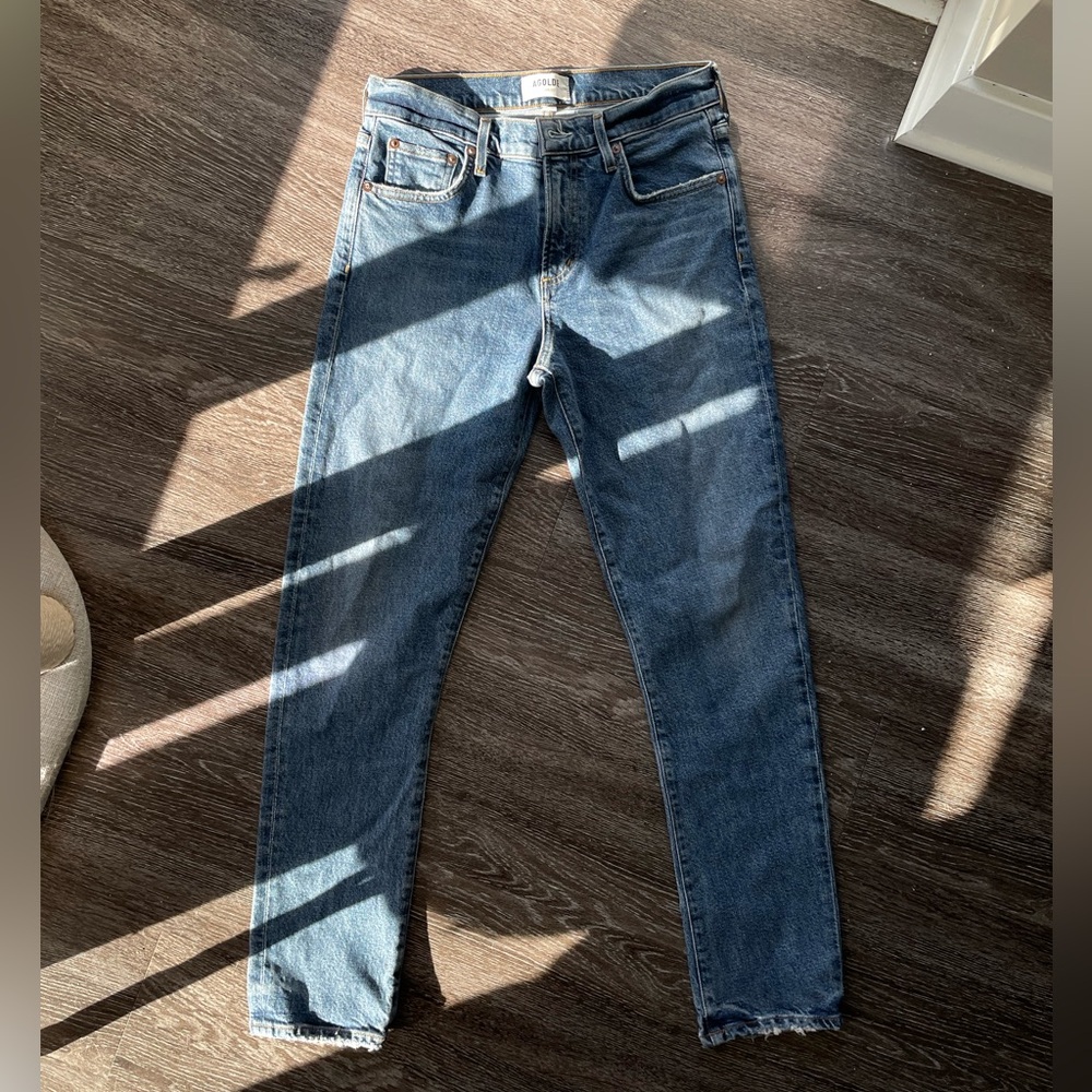 AGOLDE Toni Mid Rise Straight Denim Jeans Sz 26 EUC Medium Wash Blue - Picture 7 of 15